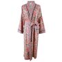 Block Printed Apricot, Navy And Persian Red Floral Cotton Dressing Gown, thumbnail 8 of 8