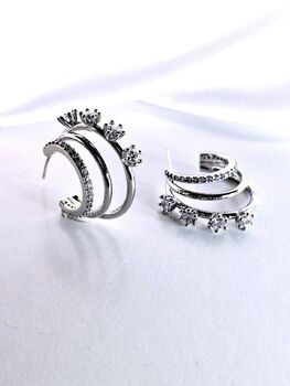 Faux Loop Hoops Sterling Silver And Gold Hoop Stud Earrings, 2 of 5