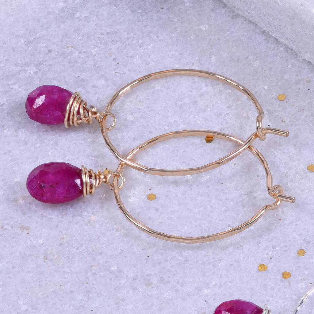 Ruby Hoop Earrings By Samphire Jewellery | notonthehighstreet.com