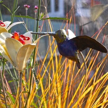 Hummingbird And Lily Garden Sculpture Art023, 3 of 5