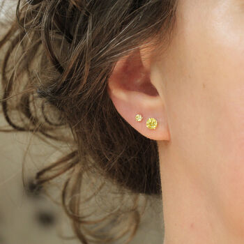 Yellow Crystal Stud Earrings In Gold Or Silver, 8 of 12
