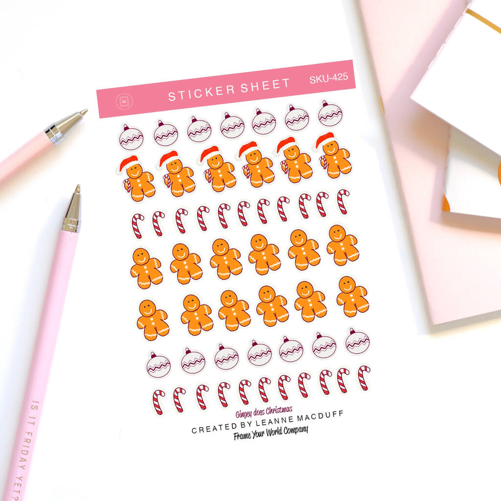 Gingerbread Man Christmas Sticker Sheets, 1 of 2