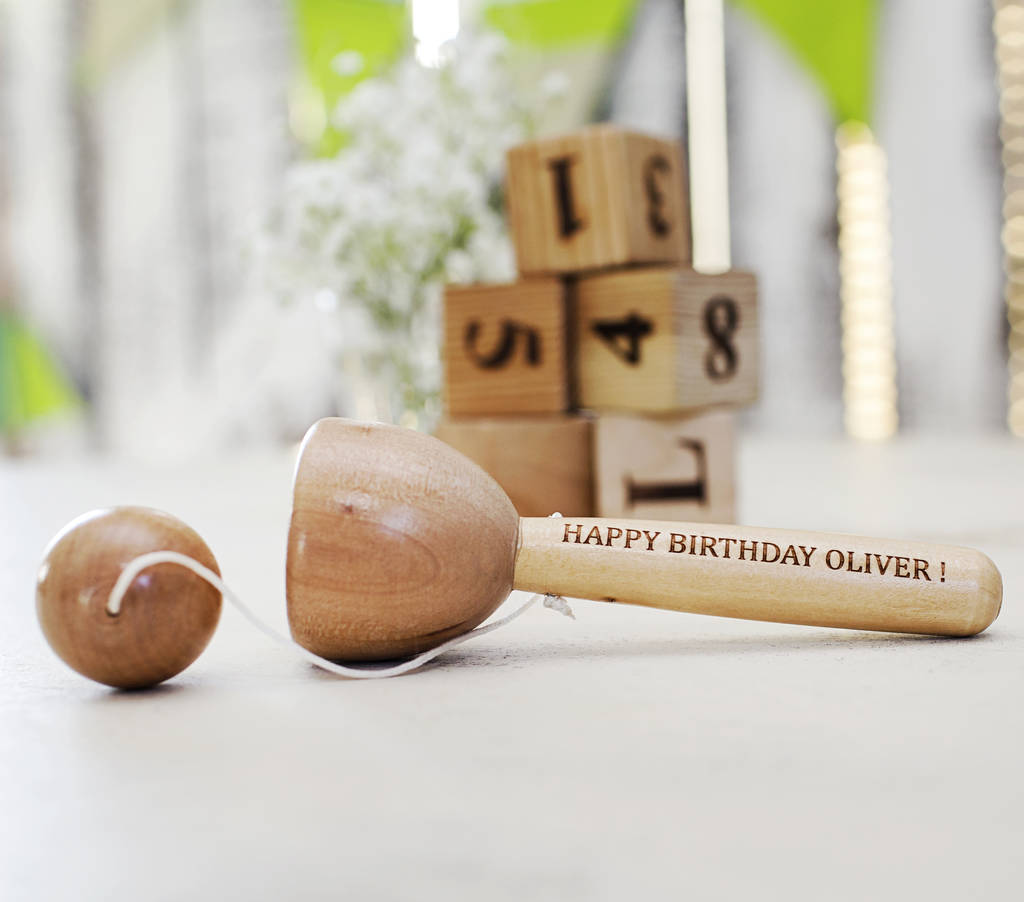 Personalised Wooden Cup And Ball Traditional Toy By Natural Gift Store
