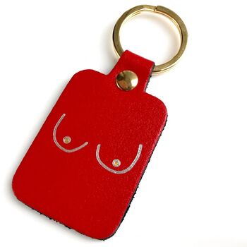 Red Leather Boob Keyring, 2 of 3