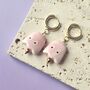 Handmade Ceramic Ghost Earrings In Pastel Colours, thumbnail 3 of 8