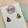 White, Red And Green Glitter Christmas Tree Resin Earrings / Traditional Christmas Gift / Secret Santa Gift, thumbnail 8 of 9