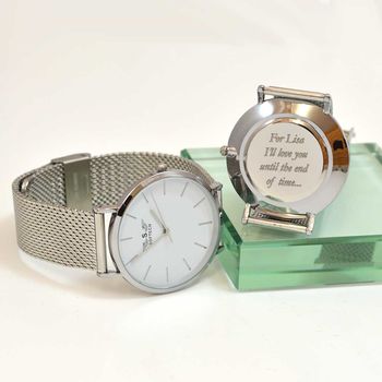 Personalised Wrist Watch Sleek White Dial, 3 of 4