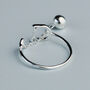 Sterling Silver Cat And Ball Adjustable Ring, thumbnail 4 of 6