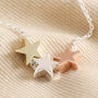 Mixed Metal Triple Star Bead Necklace, thumbnail 2 of 3