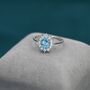 Genuine Swiss Blue Topaz Cz Halo Ring Sterling Silver, thumbnail 3 of 12