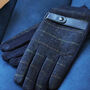 Personalised Men's Check Merino Wool Gloves With Straps, thumbnail 3 of 12