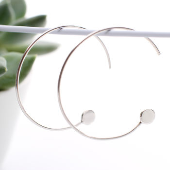 Contemporary Sterling Silver Pull Through Hoop Earrings, 2 of 6