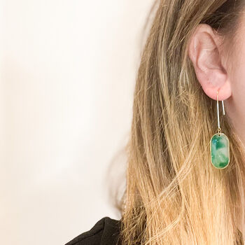 Transparent Green Oval Statement Earrings For Her, 5 of 9