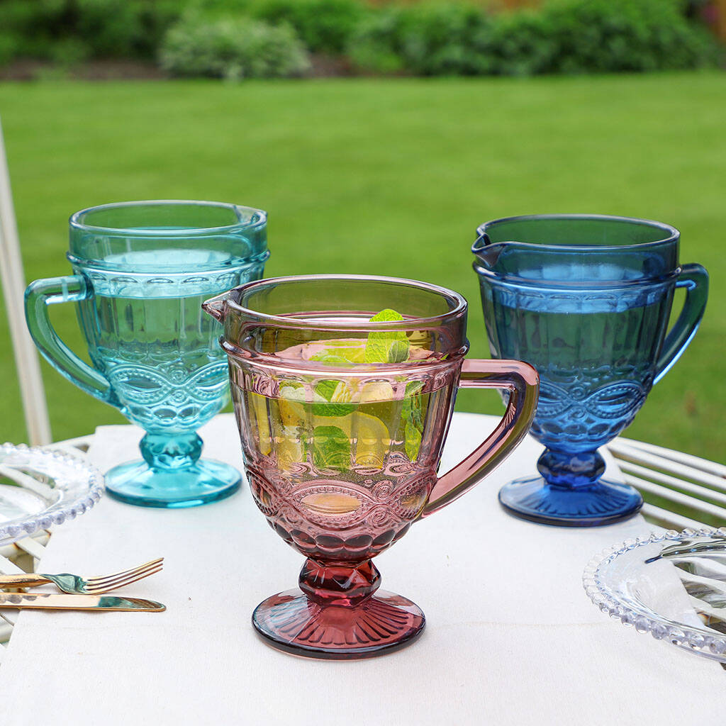 Luxury Coloured Glass Serving Pitcher Jug By Dibor