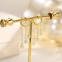 Sterling Silver Dangle Cz Crystal Huggie Hoop Earrings, thumbnail 6 of 11