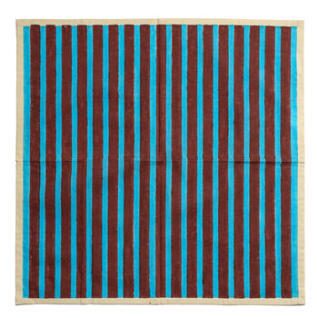 Block Stripe Napkins Set Of Two: Cyan/Russet, 4 of 7