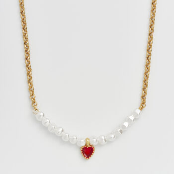Gold Love Heart Pearl Necklace, 3 of 8