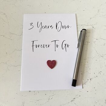 Three Years Down Anniversary Card Leather, 2 of 3