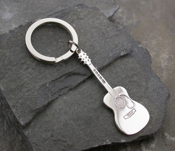 Personalised Silver Acoustic Guitar Key Ring, 4 of 10