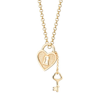 Gold Plated Heart Shaped Padlock And Key Necklace, 6 of 7