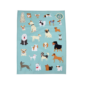Dog Illustrations Colourful Kitchen Tea Towel, 2 of 6
