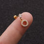 Stackable Gold Plated Screw Back Stud Earring With White Crystal, thumbnail 2 of 6