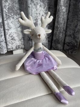 Christmas Linen Ballerina Reindeer Soft Toy, 8 of 9