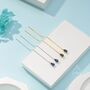 Sapphire Blue Droplet Cz Threader Earrings, thumbnail 2 of 11