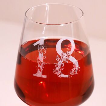 Personalised Floral Milestone Birthday Wine Glass, 4 of 7