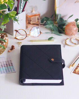 Vegan Leather A5 Ring Binder Planner | Black, 2 of 5