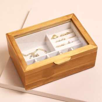 Glass Top Wooden Jewellery Box, 3 of 11