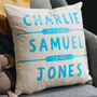 Personalised New Baby Modern Cushion, thumbnail 1 of 4