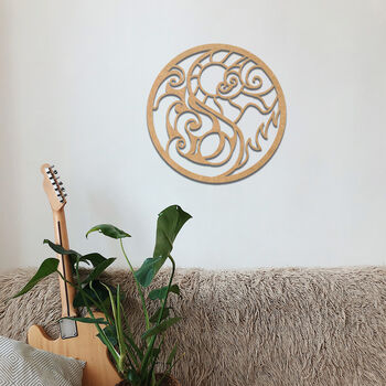 Circular Swirls Sun And Waves Wooden Wall Art Decor, 7 of 9