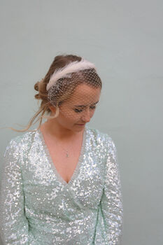 Ivory Bridal Feather And Crystal Headband 'Marina', 6 of 11