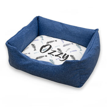 Personalised Luxury Blue Comfort Dog Bed, 11 of 12