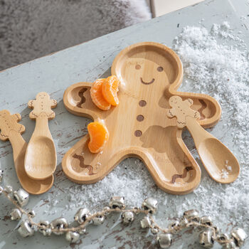 Personalised Gingerbread Bamboo Christmas Plate Set, 2 of 5