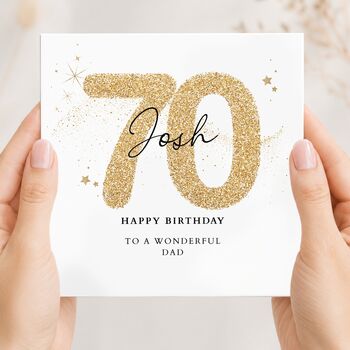 Gold Glitter Birthday Card, Any Age Birthday Card For Him Or Her, 2 of 4