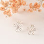 Open Five Petal Sterling Silver Daisy Studs, thumbnail 5 of 11