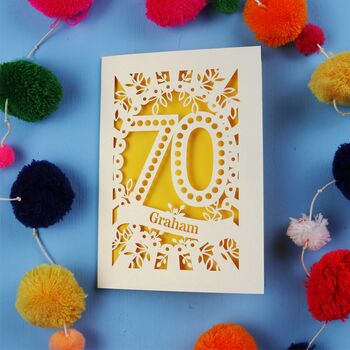 Personalised 70th Birthday Card Papercut Spotty Design, 3 of 9
