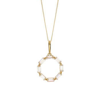 Yellow Gold Cz Halo Pendant Necklace, 3 of 5