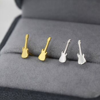 Sterling Silver Tiny Electric Guitar Stud Earrings, 2 of 12