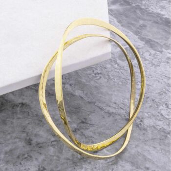 Gold Textured Round Silver Stacking Bangles, 2 of 6