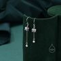 Asymmetric Lily Of The Valley With Dangle Pearl Dangle Earrings, thumbnail 1 of 10