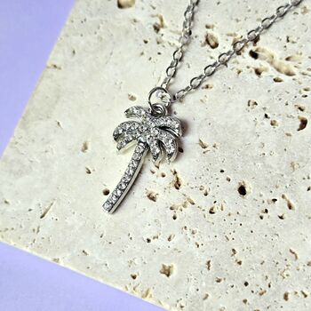 Palm Tree Tropical Pendant Necklace, 6 of 8
