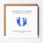 Personalised New Baby Boy Footprints Card, thumbnail 1 of 4