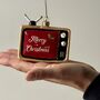 Retro Television Glitter Christmas Decoration, thumbnail 1 of 2