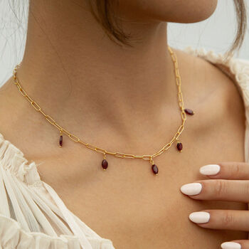 Garnet Drops Paperclip Necklace, 2 of 6