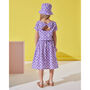 Purple Floral Girls Cotton Shirt, Skirt And Hat Set, thumbnail 3 of 3