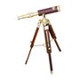 Custom Brass And Brown Leather Telescope With Wooden Tripod, thumbnail 4 of 6