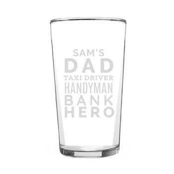 Personalised Dad Jobs Father's Day Pint Glass, 4 of 4